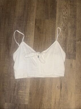 aerie White Tie-Front Cropped Cami